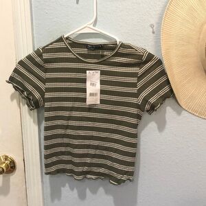 ASOS sage green striped shirt, NWT